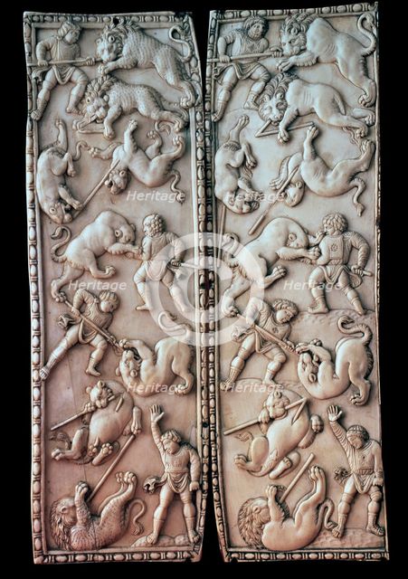 'Dyptychon with Circus scenes', 5th century. Artist: Unknown