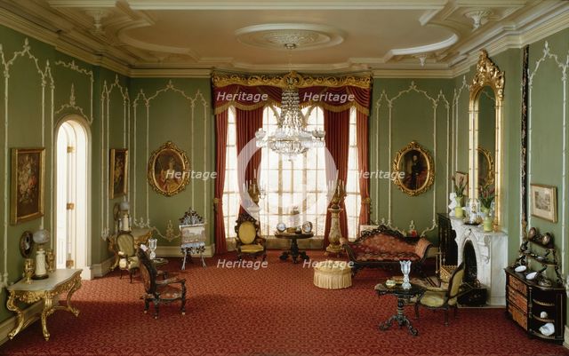 E-14: English Drawing Room of the Victorian Period, 1840-70, United States, c. 1937. Creator: Narcissa Niblack Thorne.