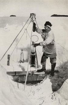 E. W. Nelson with the Nansen-Petersen Insulated Water-Bottle c1911, (1913). Artist: Herbert Ponting