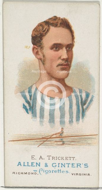 E.A. Trickett, Oarsman, from World's Champions, Series 1 (N28) for Allen & Ginter Cigarett..., 1887. Creator: Allen & Ginter.