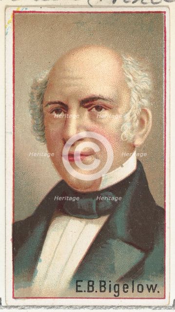 E. B. Bigelow, printer's sample for the World's Inventors souvenir album (A25) for Allen &..., 1888. Creator: Allen & Ginter.