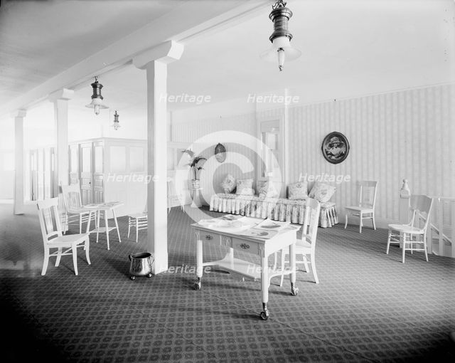 E.M. Bigsby Co. show rooms, restroom, second floor, between 1900 and 1915. Creator: Unknown.