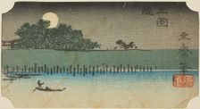 Embankment at Mimeguri (Mimeguri tsutsumi), section of a sheet from the series Cutouts..., 1852. Creator: Ando Hiroshige