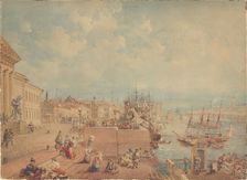 Embankment of Vasilyevsky Island, Mid of the 19th cen. Creator: Sadovnikov, Vasily Semyonovich (1800-1879)