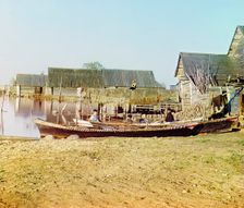 Embankment of Lake Seliger: "Fishing settlements on Lake Seliger", 1910. Creator: Sergey Mikhaylovich Prokudin-Gorsky