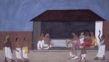 Embalming of old man, Indian funeral ceremony, 1820. Creator: Unknown