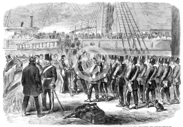 Embarkation at Woolwich, yesterday week, of the E Battery Fourth Brigade of Royal Field..., 1861. Creator: Unknown.