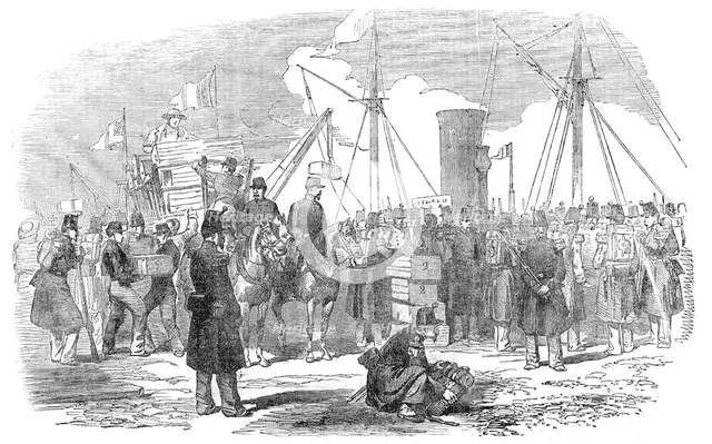 Embarkation of Arms, at Calais, on Friday, 1854. Creator: Unknown.
