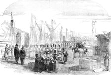 Embarkation of French Troops in English Vessels, at Calais, for the Baltic, 1854. Creator: Unknown
