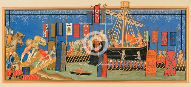 Embarkation of knights of the Order of the Holy Spirit to the Holy Land, 14th century (1877). Creator: Unknown.