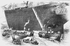 Embarkation of the 93rd Highlanders on board the Himalaya at Plymouth 1854. Creator: Unknown