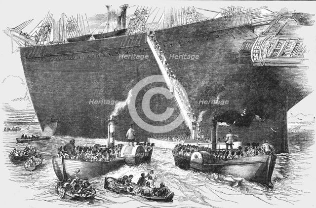 'Embarkation of the 93rd Highlanders on board the Himalaya at Plymouth', 1854. Creator: Unknown.