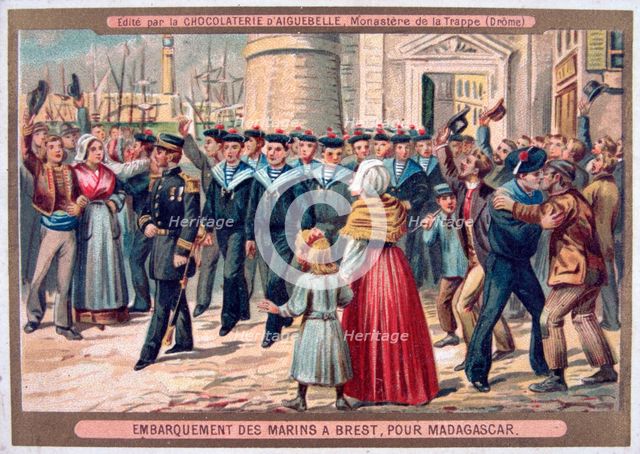 'Embarkation of the Marines at Brest for Madagascar', 1883. Artist: Unknown