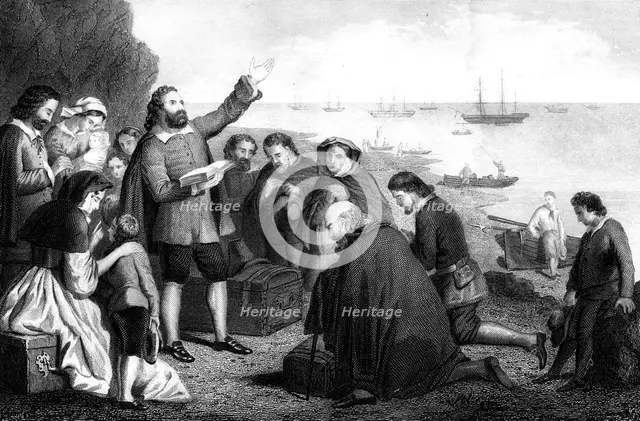 Embarkation of the Pilgrim Fathers, 1620. Artist: Unknown