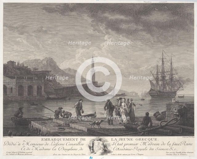 Embarkation of the Young Greek, ca. 1771. Creator: Yves Le Gouaz.