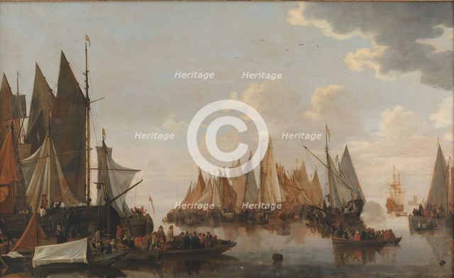 Embarkation of Troops on a Dutch River, 1652-1683. Creator: Hendrick de Meijer.