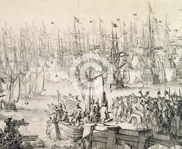 Embarkation to England on 11th November 1688 of William III (1650 - 1702), called William of Oran…