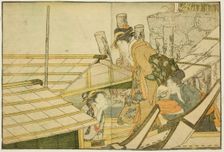 Embarking on Pleasure Boats in Summer, from the illustrated book "Picture Book: Flowers of..., 1801. Creator: Kitagawa Utamaro