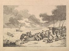 Embarking from Brighthelmstone to Diepp[e] (from, Imitations of Modern Drawings), 1787. Creator: Thomas Rowlandson