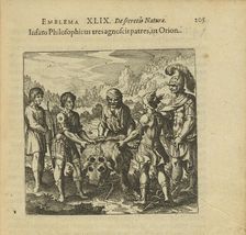 Emblem 49. The philosophical child recognizes three fathers, like Orion, 1816. Creator: Merian, Matthäus, the Elder (1593-1650)