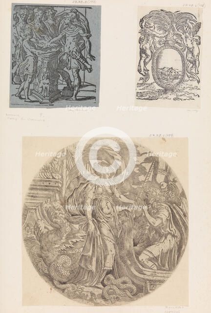 Emblem from a Book with Putti and a Unicorn. Creator: Anon.