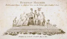 Emblematical figures over the Pelican Life Office, no 70 Lombard Street, City of London, 1801. Artist: Anon