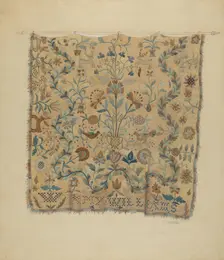 Embroidered Coverlet, c. 1936. Creator: Jules Lefevere