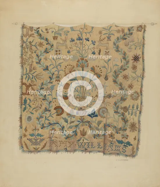 Embroidered Coverlet, c. 1936. Creator: Jules Lefevere.