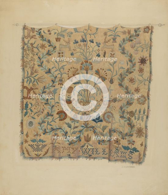 Embroidered Coverlet, c. 1936. Creator: Jules Lefevere.