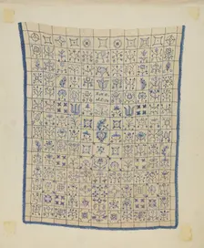 Embroidered Coverlet, c. 1936. Creator: Mae A. Clarke