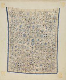 Embroidered Coverlet, c. 1936. Creator: Mae A. Clarke