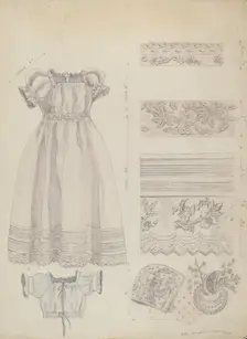 Embroidered Christening Robe & Cap, 1936. Creator: Ella Josephine Sterling