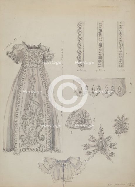 Embroidered Christening Robe & Mull Cap, 1936. Creator: Ella Josephine Sterling.
