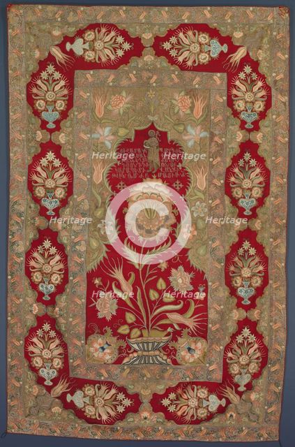 Embroidered Armenian liturgical curtain, 1763. Creator: Unknown.