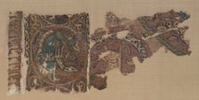 Embroidered border and field of animals in large roundels, 1000s-1100s. Creator: Unknown