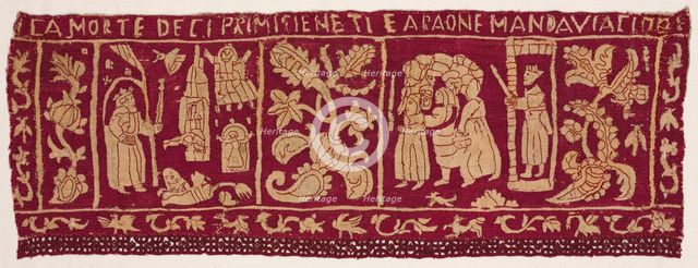 Embroidered Border: The Death of the First Born and the Israelites Sent Away, 1500s-1600s. Creator: Unknown.