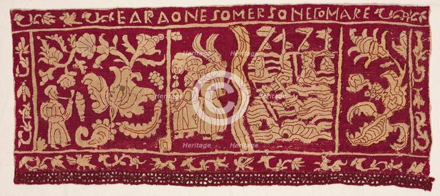 Embroidered Border: The Pharaoh Being Submerged in the Sea, 1500s-1600s. Creator: Unknown.
