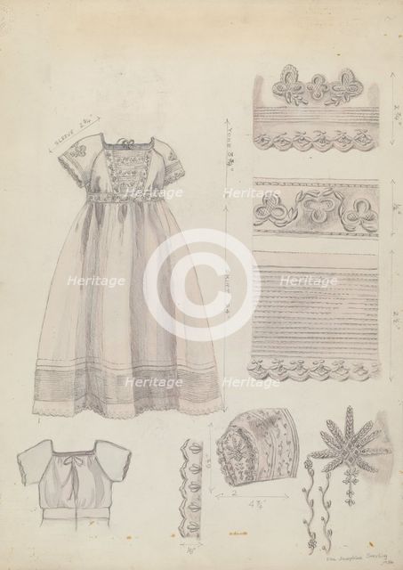 Embroidered Dress & Mull Cap, 1936. Creator: Ella Josephine Sterling.