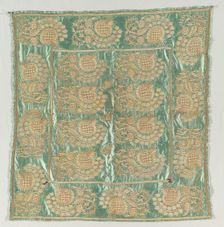 Embroidered envelope with closures, late 1700s to early 1800s. Creator: Unknown