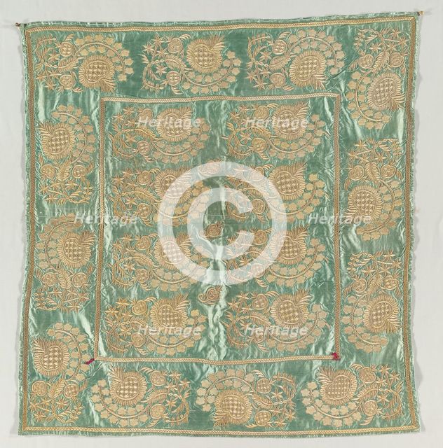 Embroidered envelope with closures, late 1700s to early 1800s. Creator: Unknown.