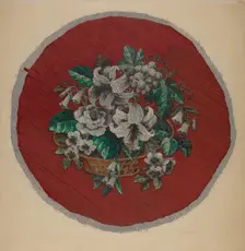 Embroidered Footstool Cover, c. 1938. Creator: Edward Unger