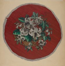 Embroidered Footstool Cover, c. 1938. Creator: Edward Unger