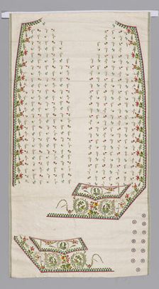 Embroidered Fabric for a Waistcoat Front, France, 1780s. Creator: Unknown