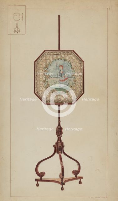 Embroidered Fire Screen, c. 1937. Creator: Ernest A Towers Jr.