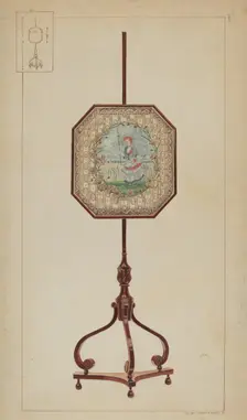 Embroidered Fire Screen, c. 1937. Creator: Ernest A Towers Jr