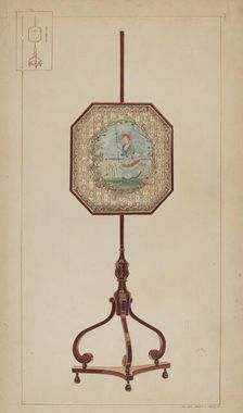 Embroidered Fire Screen, c. 1937. Creator: Ernest A Towers Jr