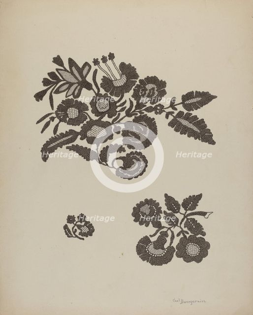 Embroidered Flower Motif, 1941. Creator: Carl Buergerniss.