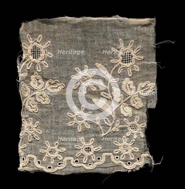 Embroidered Fragment, 18th-19th century. Creator: Unknown.