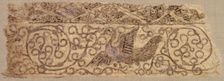 Embroidered fragment with bird among vines, 1100s. Creator: Unknown