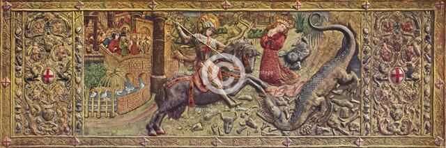 'Embroidered front altarpiece of Saint George, from the Palau de la Generalitat', c15th century. Artist: Unknown.